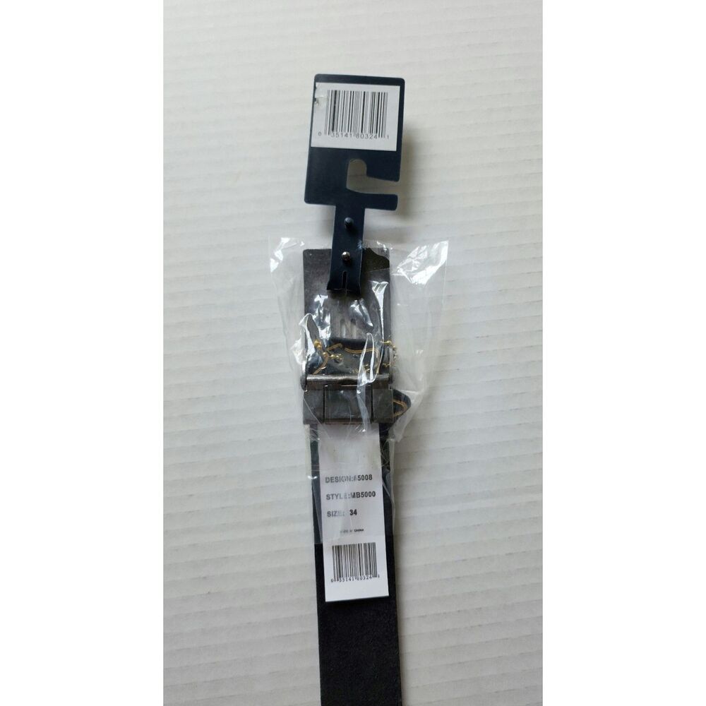 NWT Firenze Mens Black Leather Dress Belt Buckle Style #MB5000 Size 34 - Picture 2 of 4